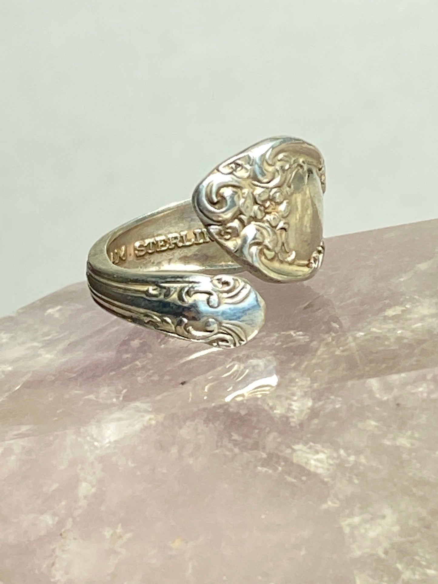 spoon ring Gorham floral pinky sterling silver ring women