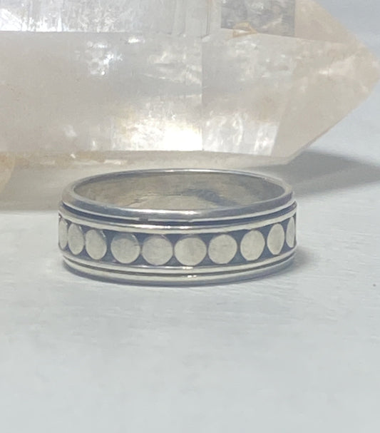 Spinner ring beaded band biker sterling silver women men