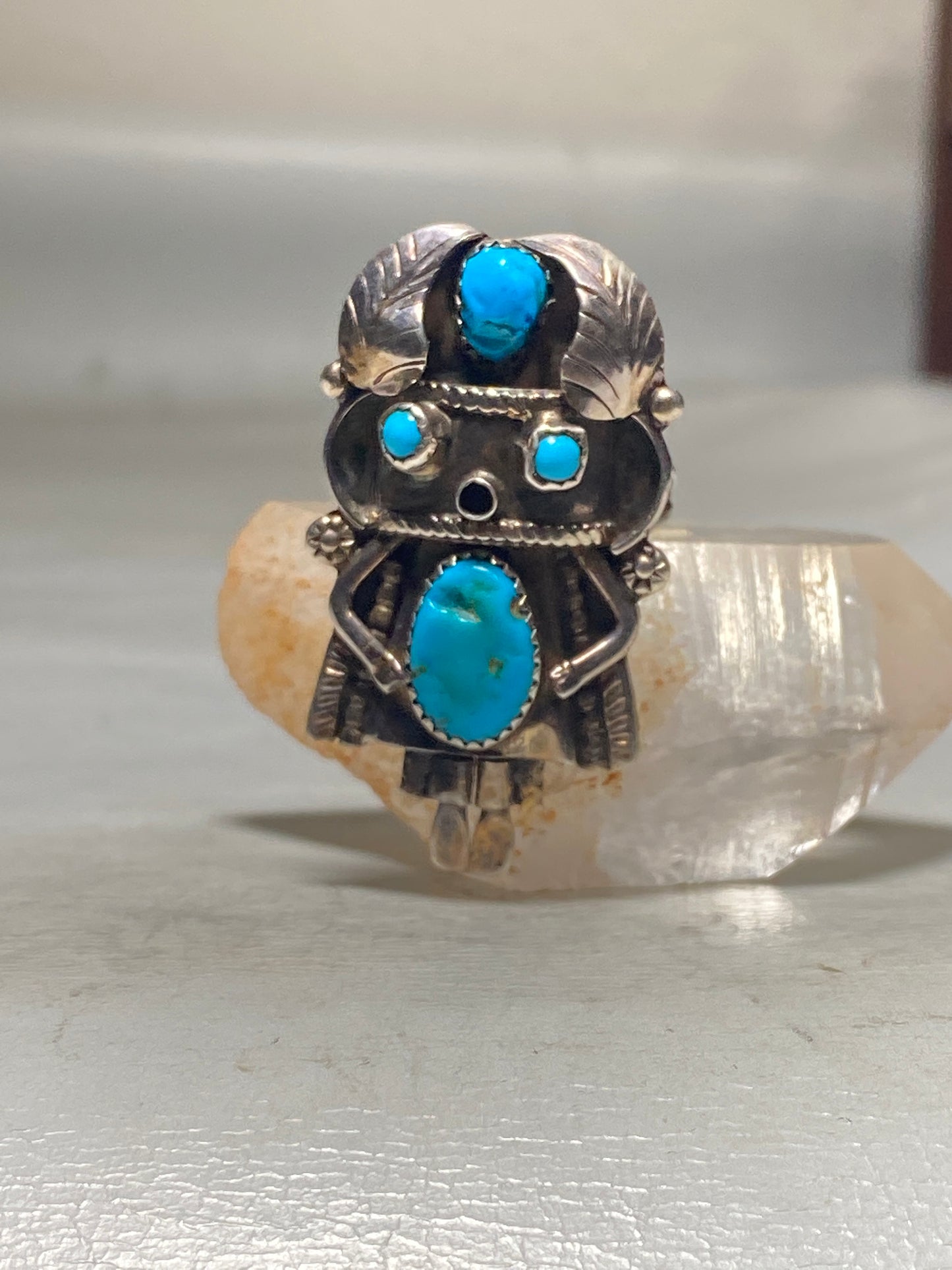 Kachina ring Navajo turquoise southwest sterling silver women men