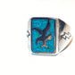 Eagle ring Turquoise chips lightening bolt southwest sterling silver women