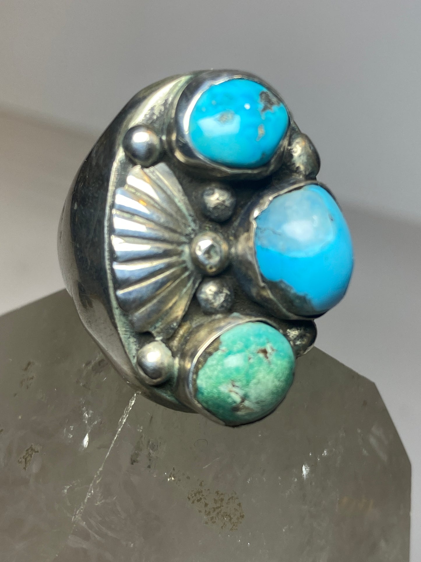Turquoise ring Navajo HEAVY southwest sterling silver women men