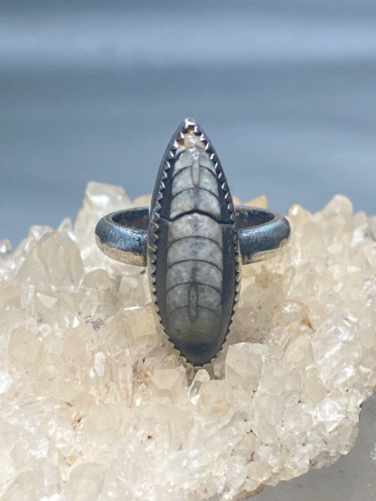 Fossil ring size 6.25  long fossil sterling silver women girls