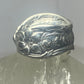 Floral spoon ring flower silver plated flower band women