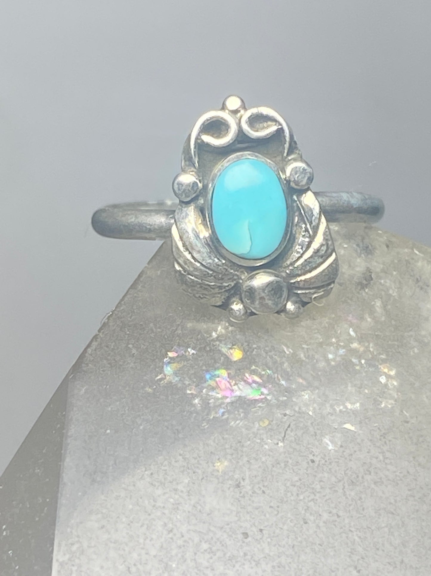 Turquoise ring leaves band southwest sterling silver women girls g