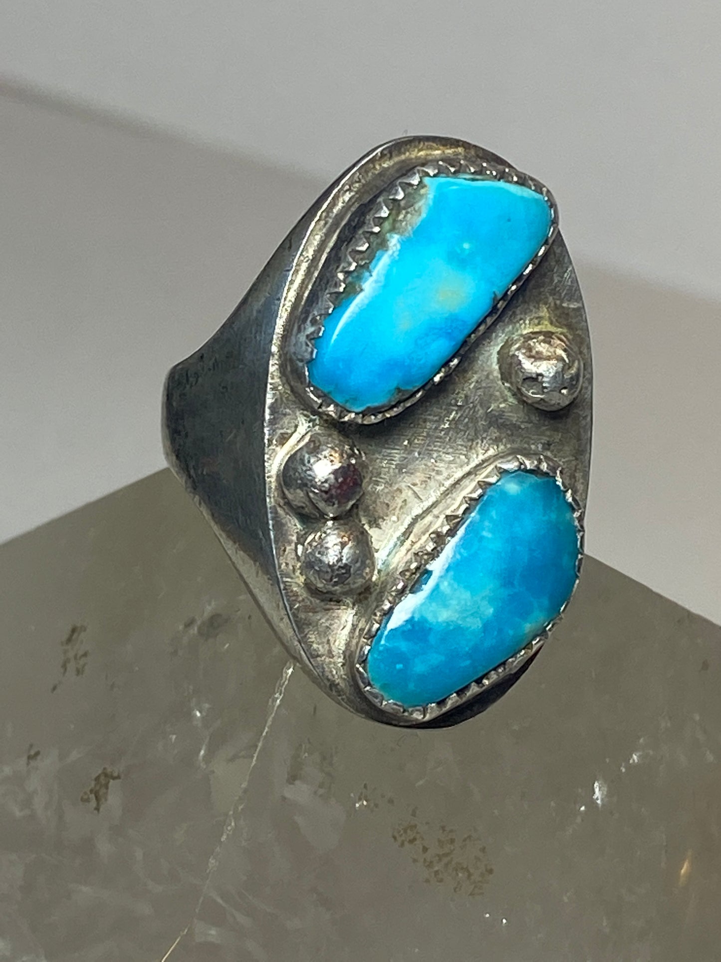 Turquoise ring southwest sterling silver leaves women men
