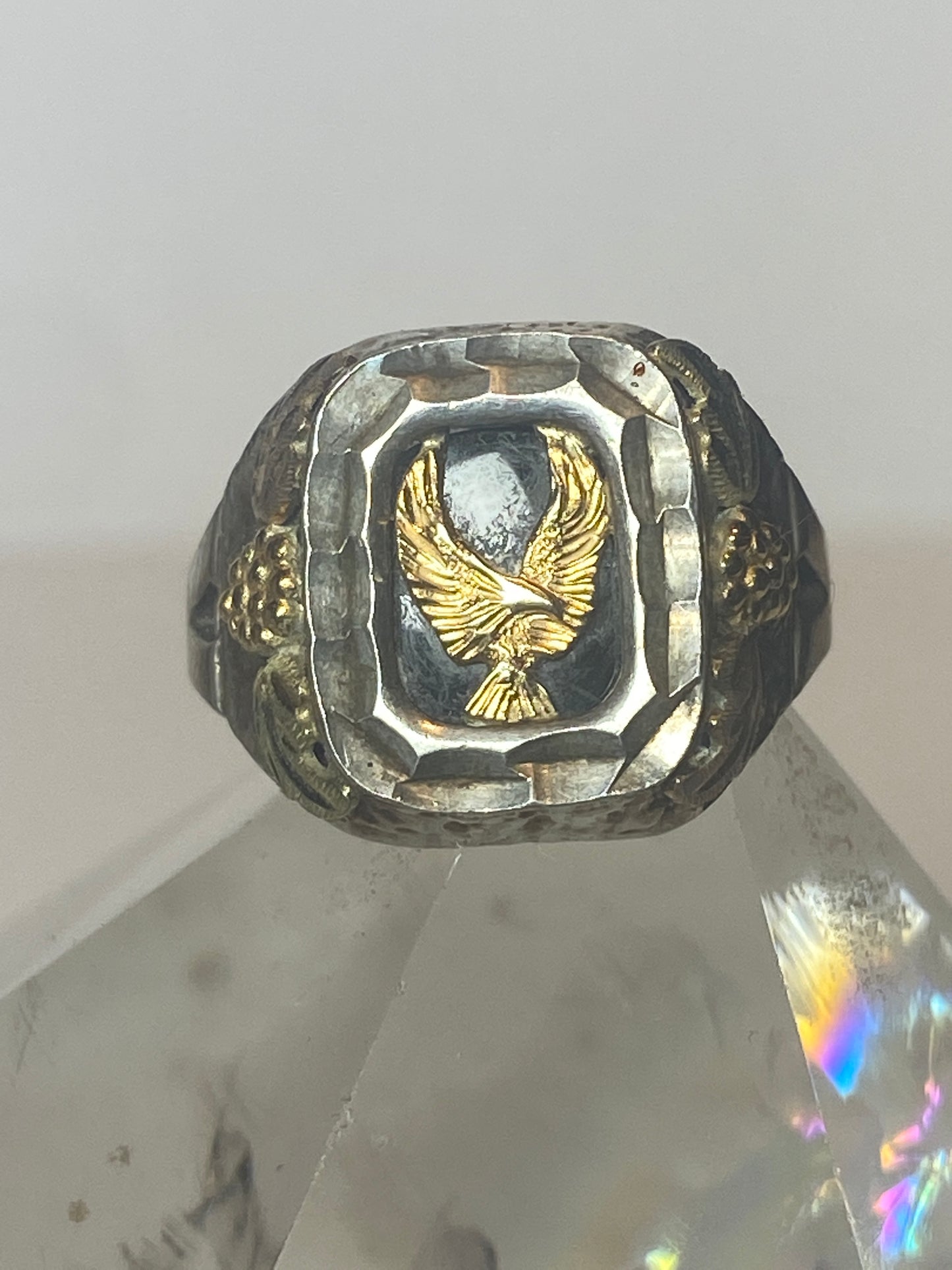 Eagle ring onyx band sterling silver women girls