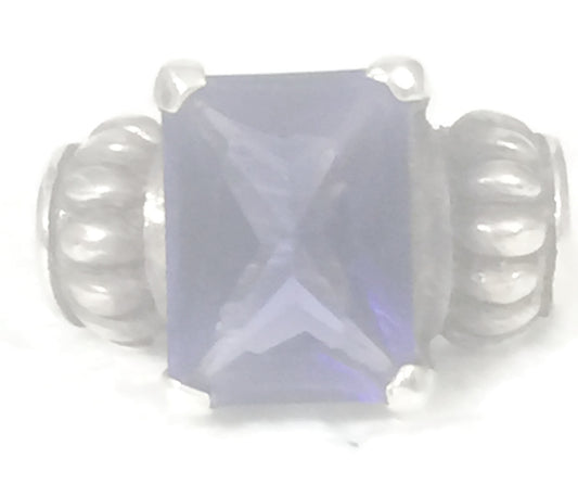 Vintage Purple Faceted Ring Sterling Silver  Size 5.75