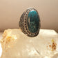 Turquoise ring  size 10 adj HUGE long cigar band  sterling silver women