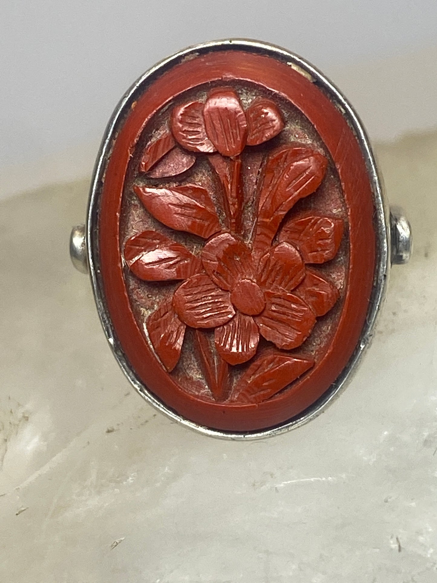 Cinnabar ring size 5  floral band  sterling silver women girls