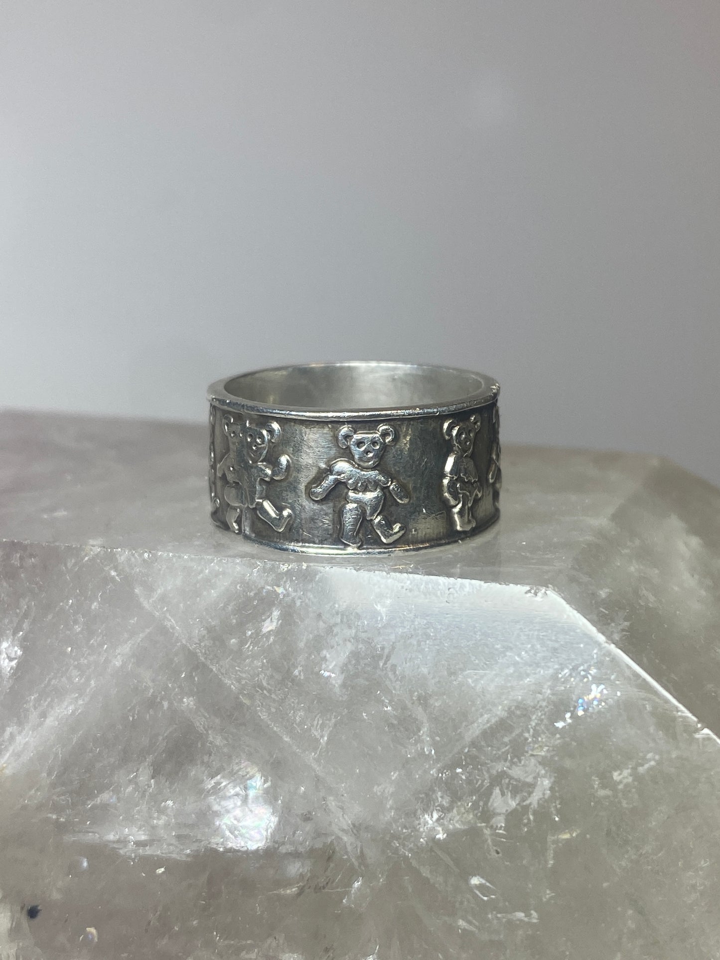 Bears  ring size 7.25  bear band sterling silver women men