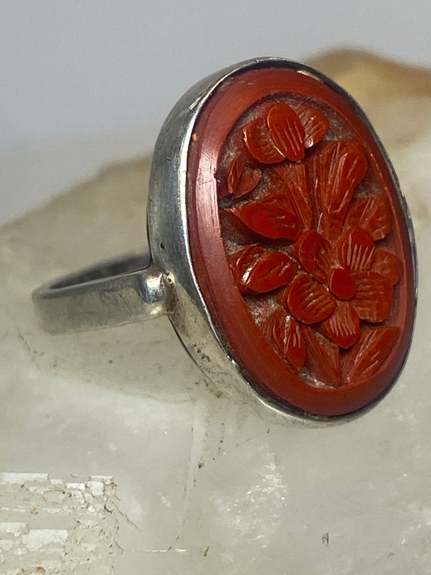 Cinnabar ring size 5  floral band  sterling silver women girls