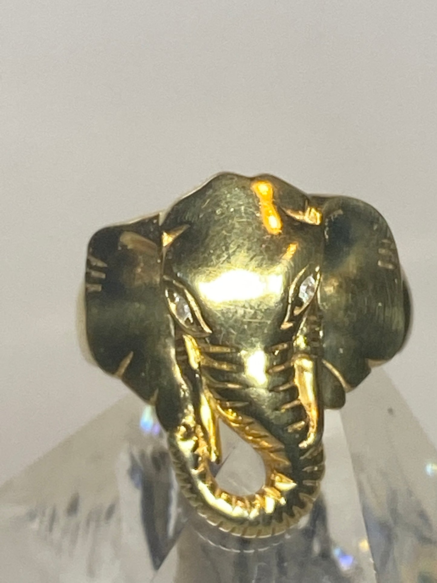 Elephant ring size 7 sterling silver women unknown overlay goldish in color