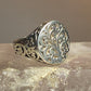 Luis Hill band chunky floral vine ring sterling silver ring women