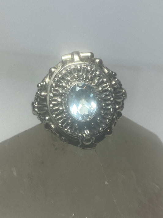 Poison ring light blue stone sterling silver women girl