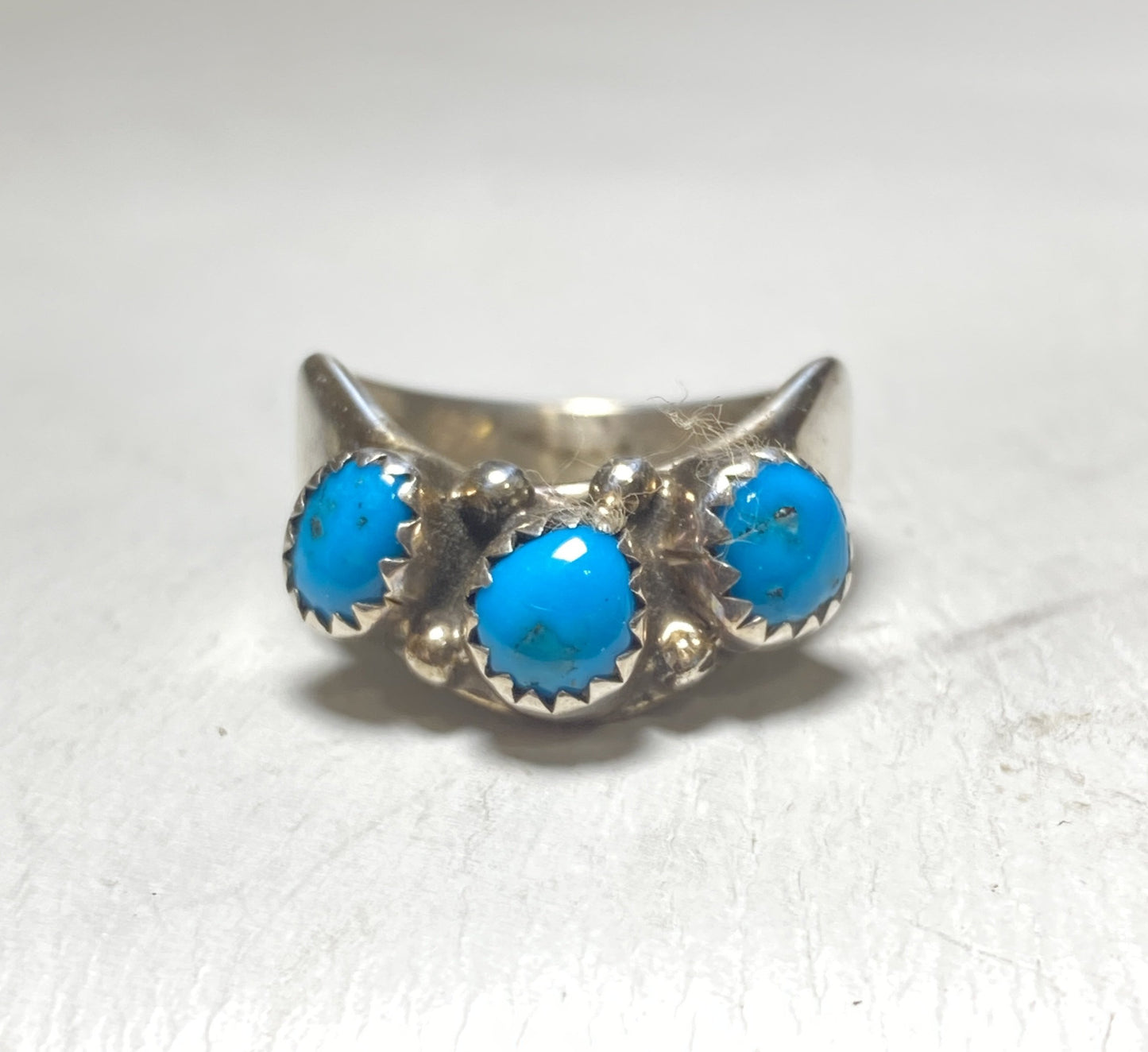 Turquoise ring Zuni petite point southwest pinky sterling silver