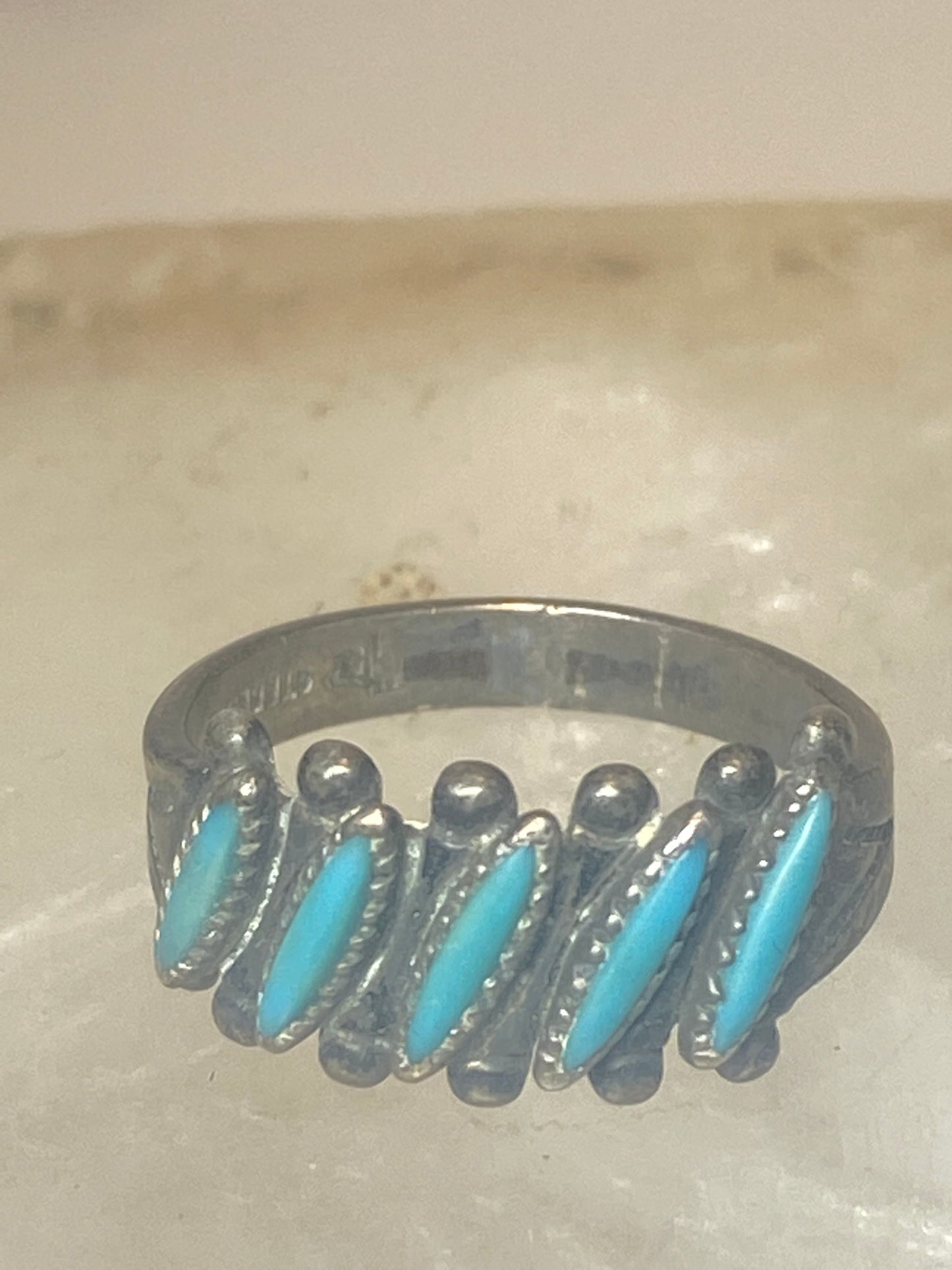 Zuni ring size 5.50 turquoise band petite point pinky sterling silver