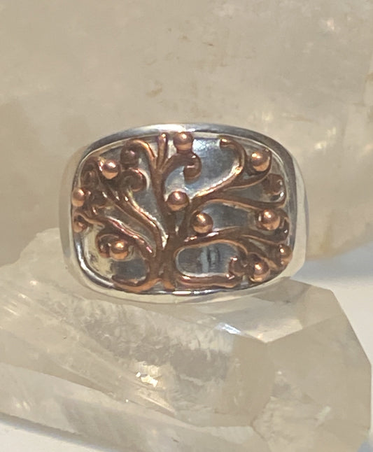 Tree ring size 8 floral band  sterling silver women girls