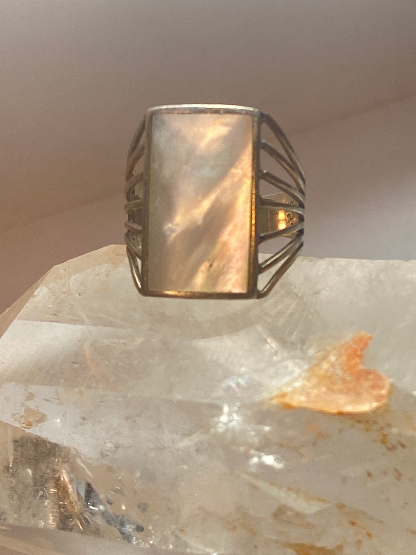 Mother of Pearl ring size 6.50 long  southwest sterling silver  women