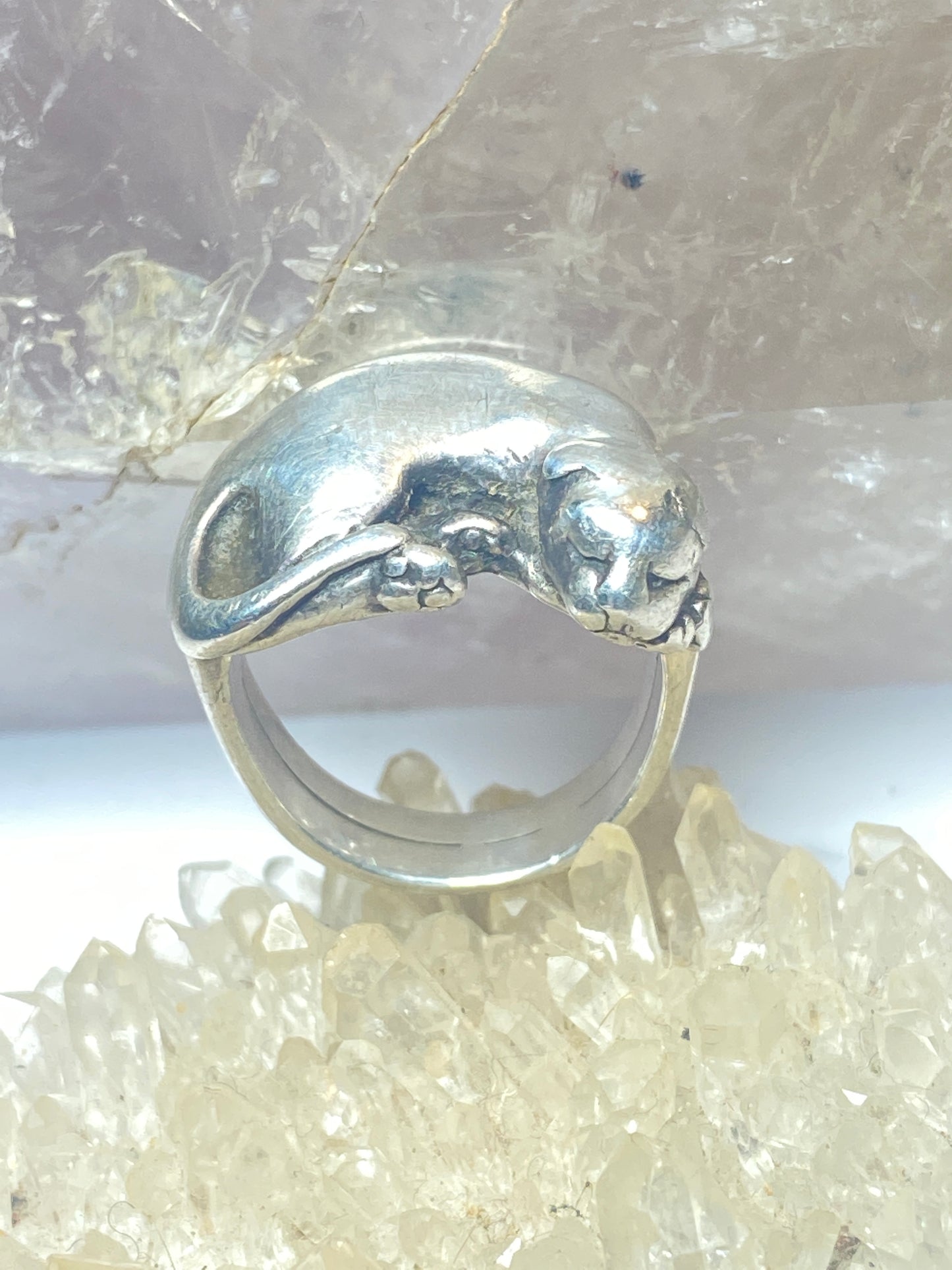 Cat ring size 4.50 Yesberger resting cat pinky sterling silver women