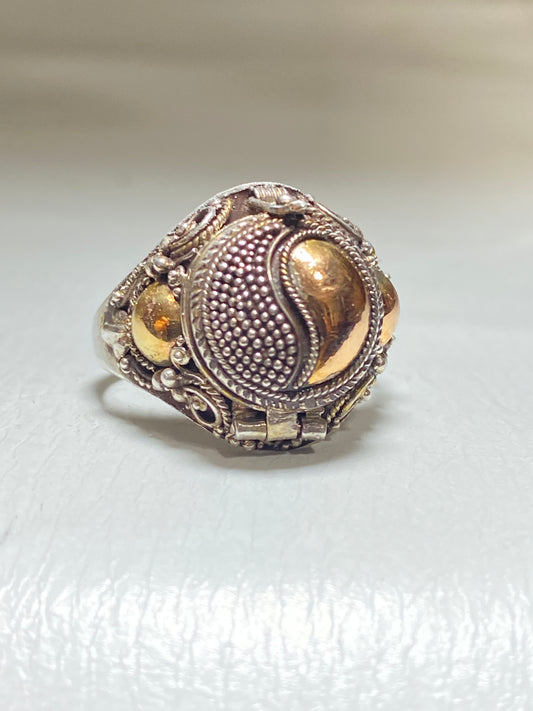 Poison ring yin yang locket sterling silver band women