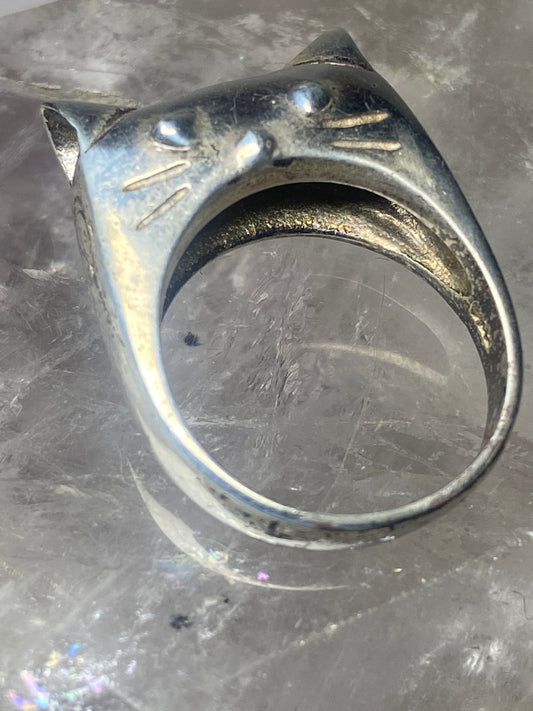 Cat ring size 5.50 sterling silver kitten face women girls