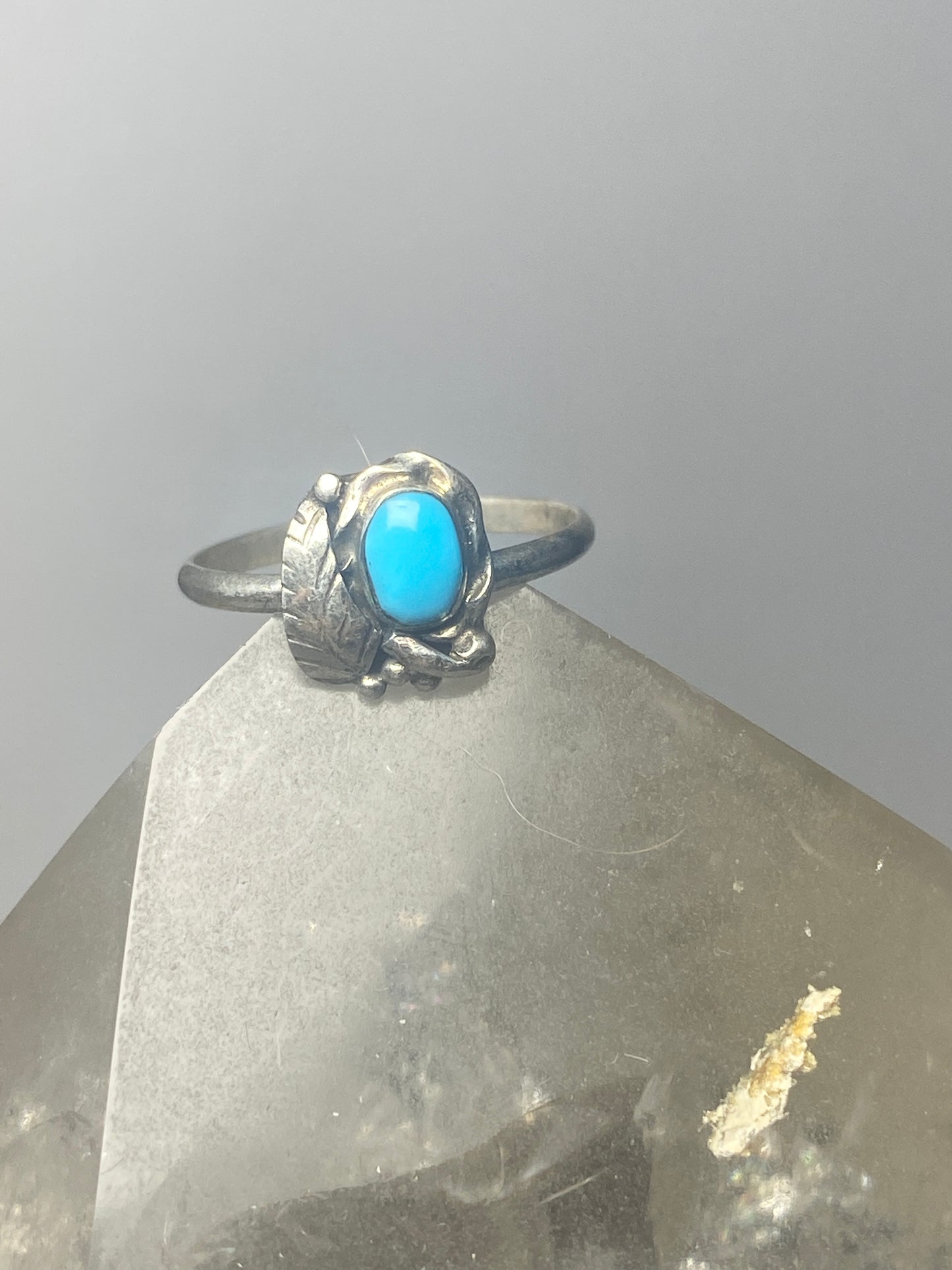 Turquoise ring leaves band southwest sterling silver women girls f