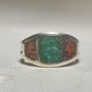 Turquoise ring chips coral chips pinky band sterling silver women men