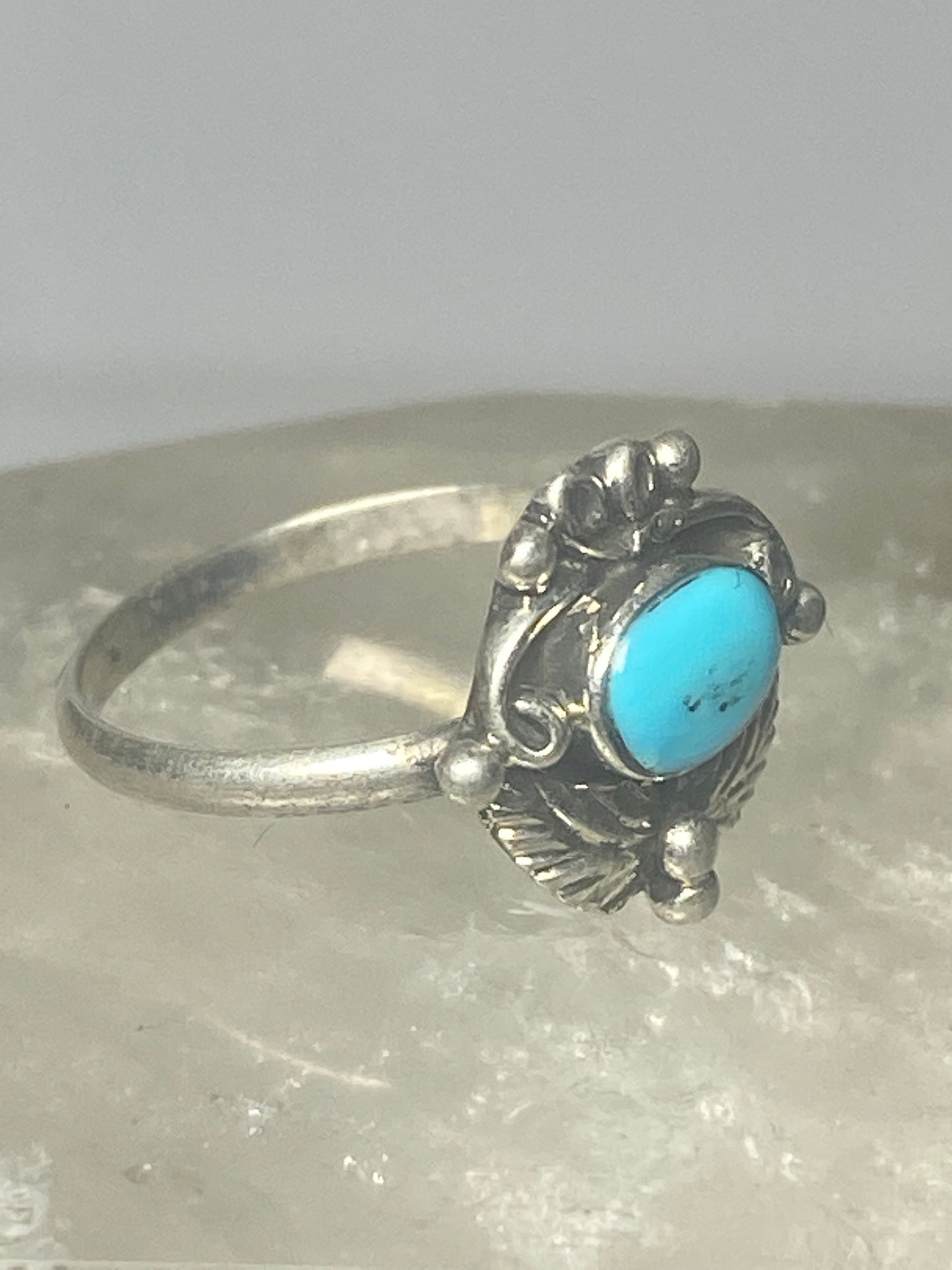 Turquoise ring leaves band southwest sterling silver women girls m