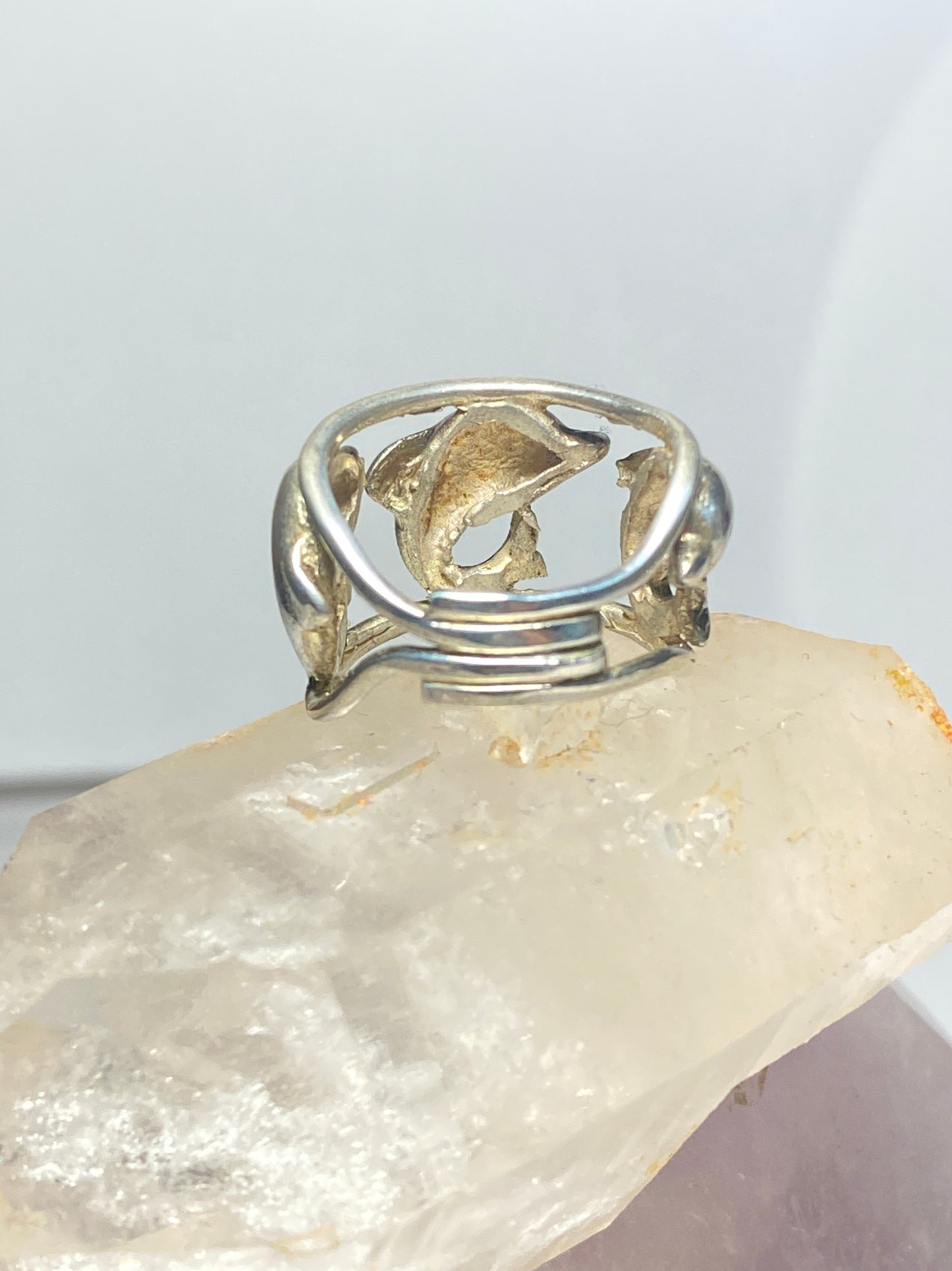 Dolphin Ring dolphins Band sterling silver pinky girls women