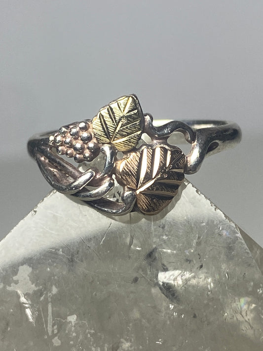 Leaves ring floral band sterling silver women girls