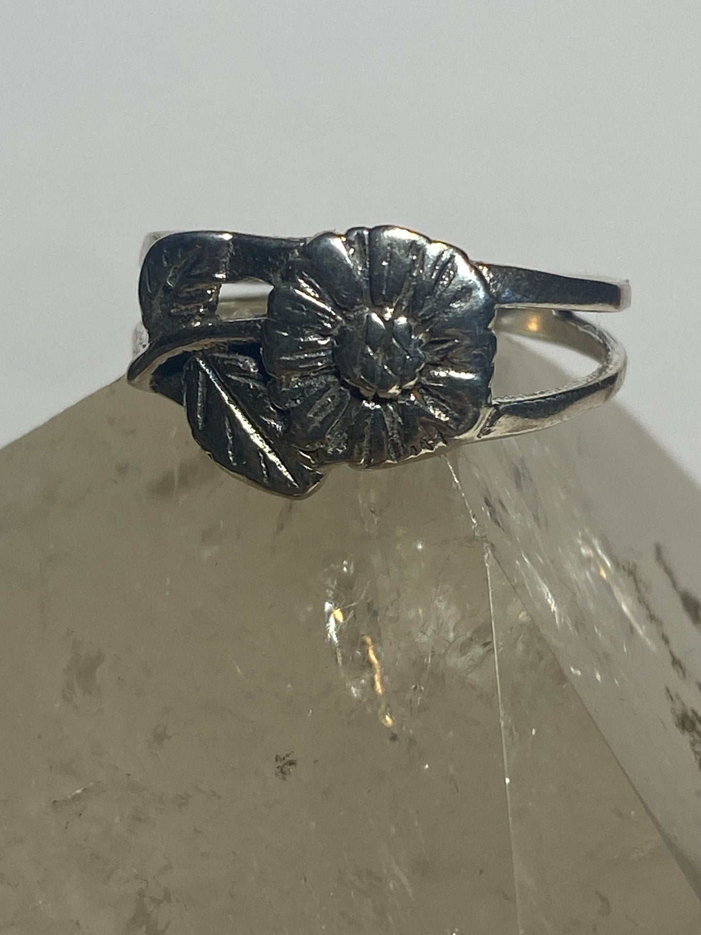 Flower ring floral band sterling silver women girls