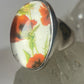 Flower ring painted floral glass sterling silver women