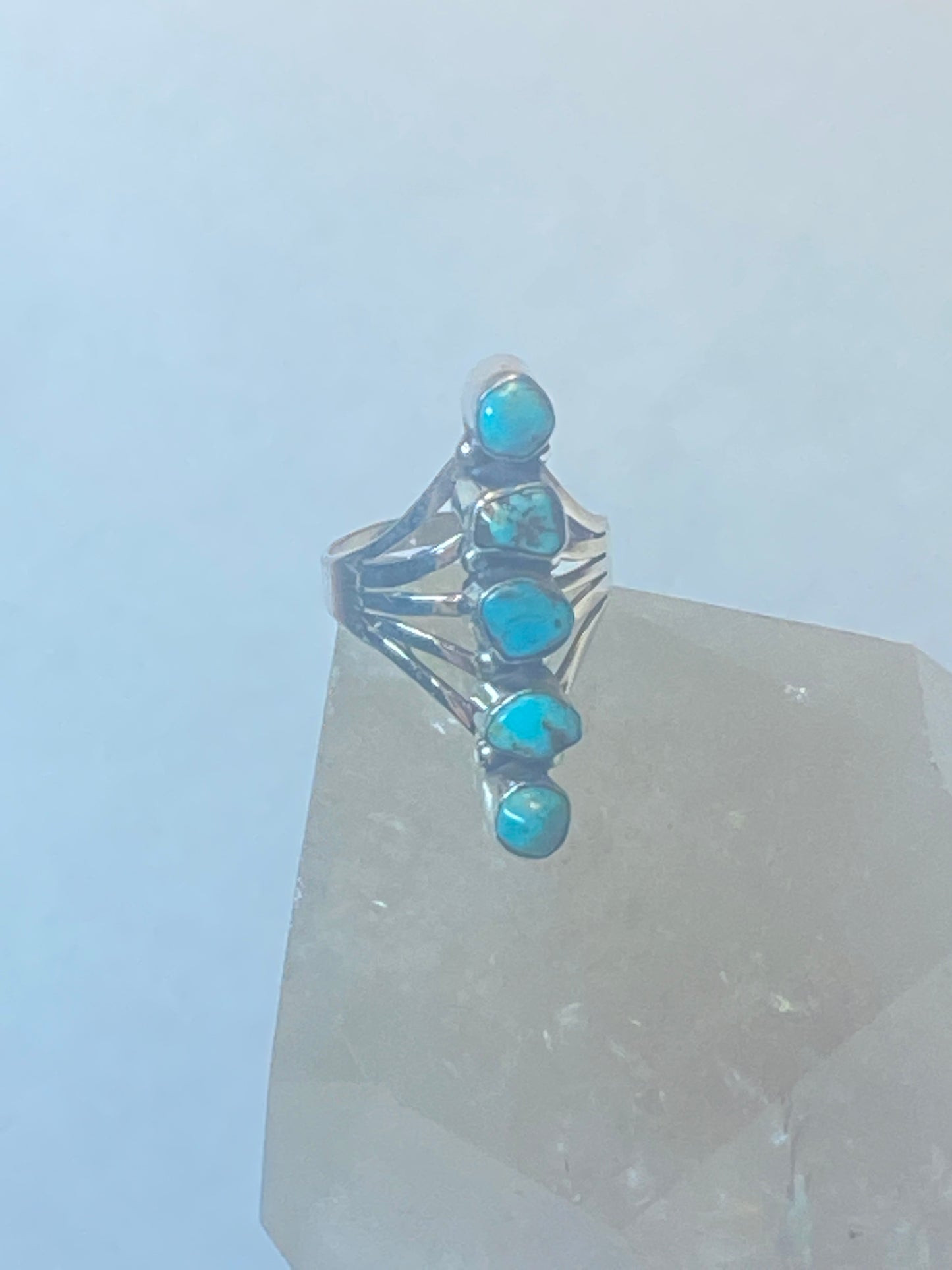 Turquoise ring long southwest sterling silver women girls