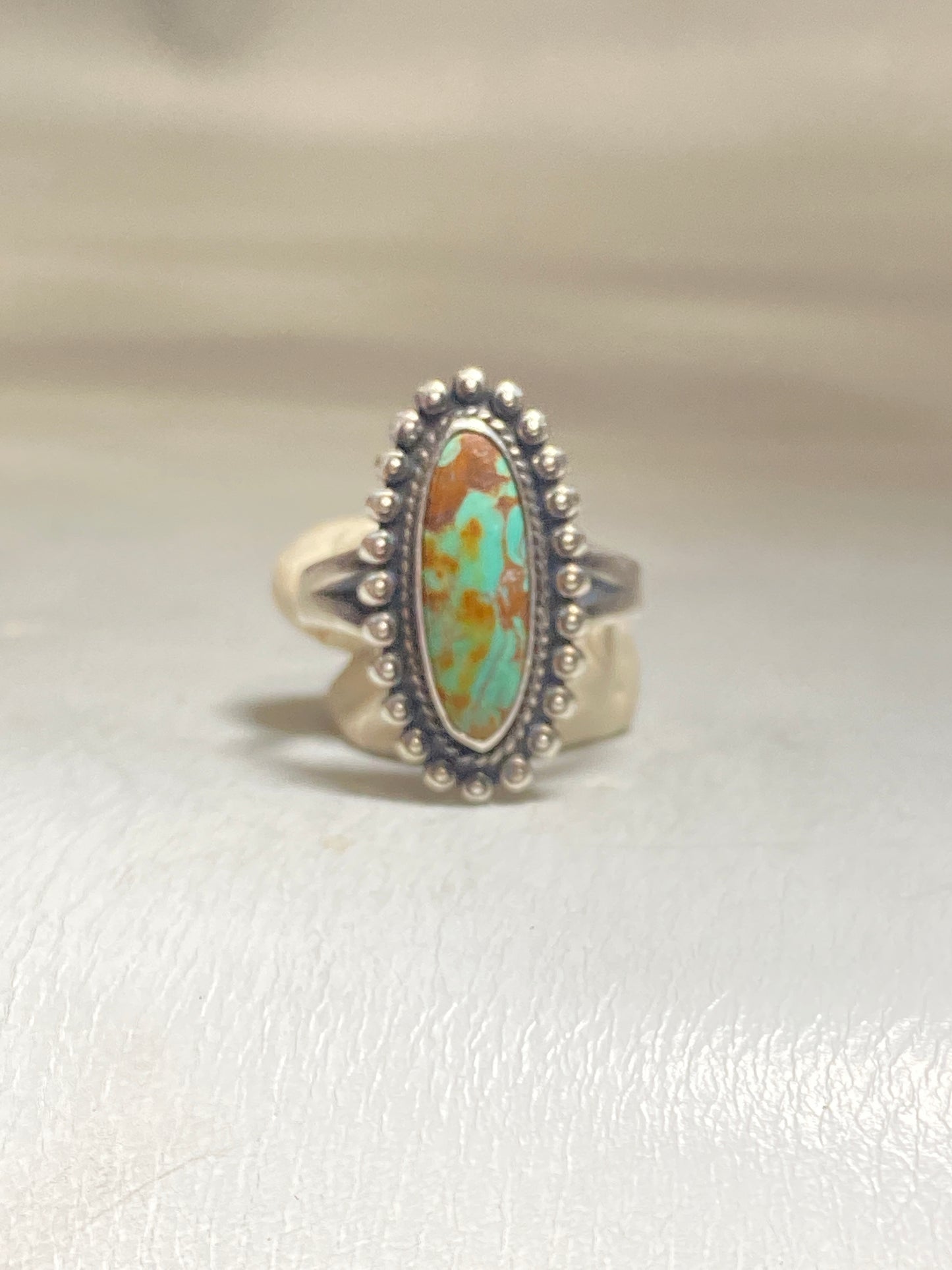Turquoise ring Navajo long southwest sterling silver band