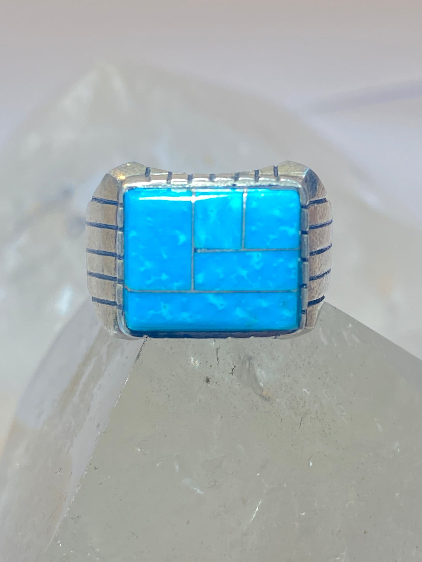 Blue ring size 8.75 sterling silver band southwest
