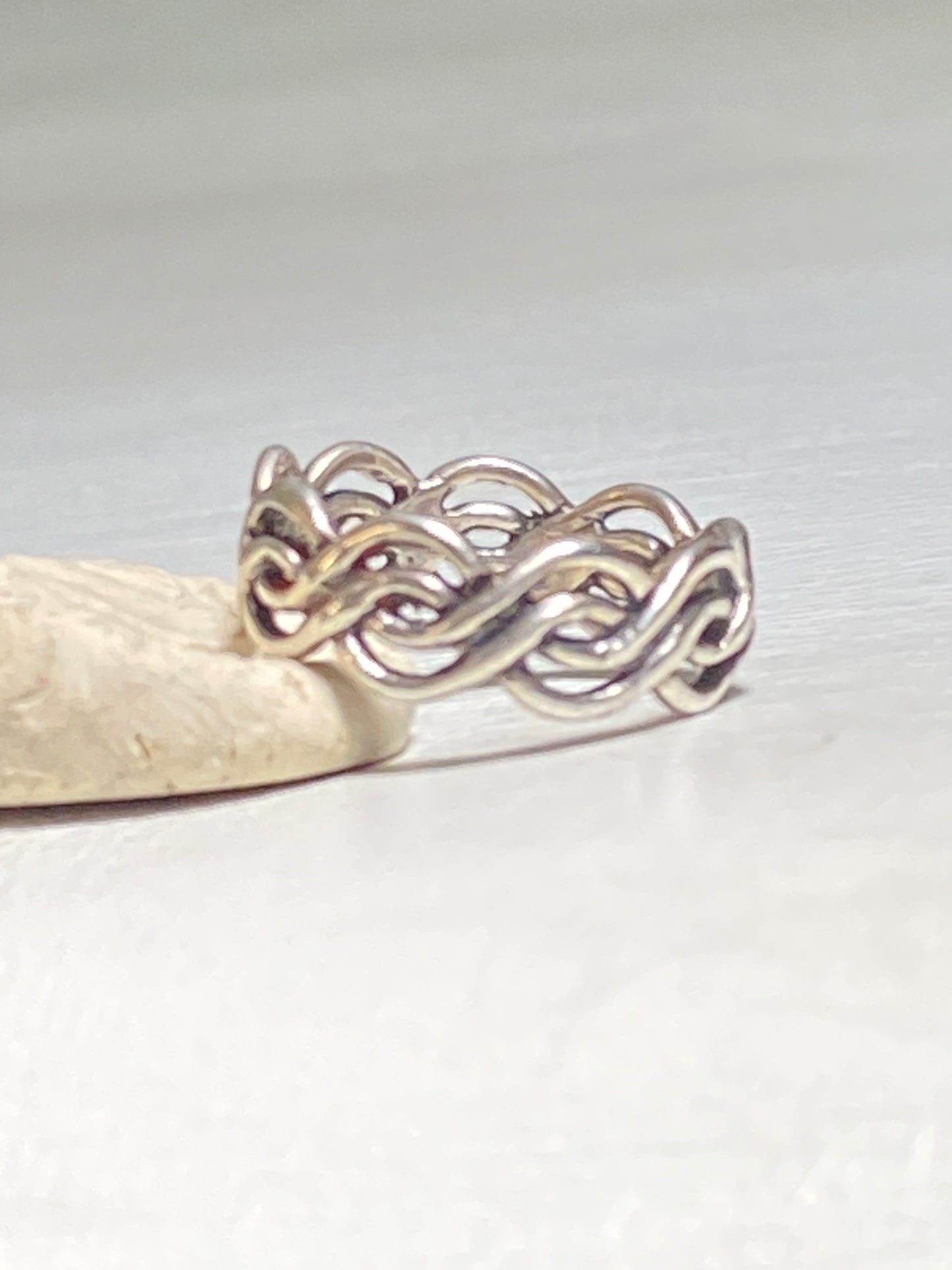 Waves Ring Rope Pinky Band sterling silver women girls