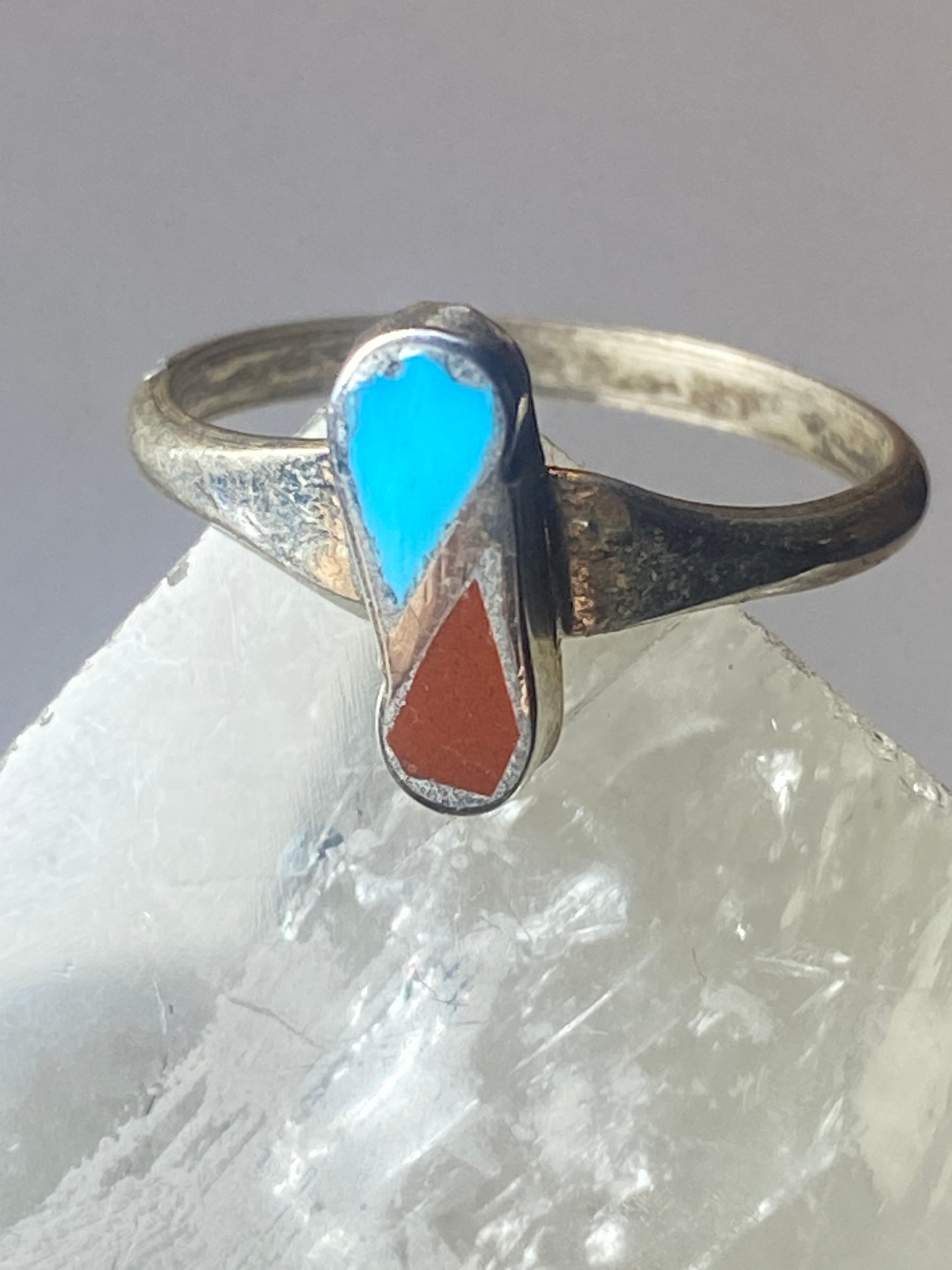 Turquoise coral ring southwest  sterling silver women girls u