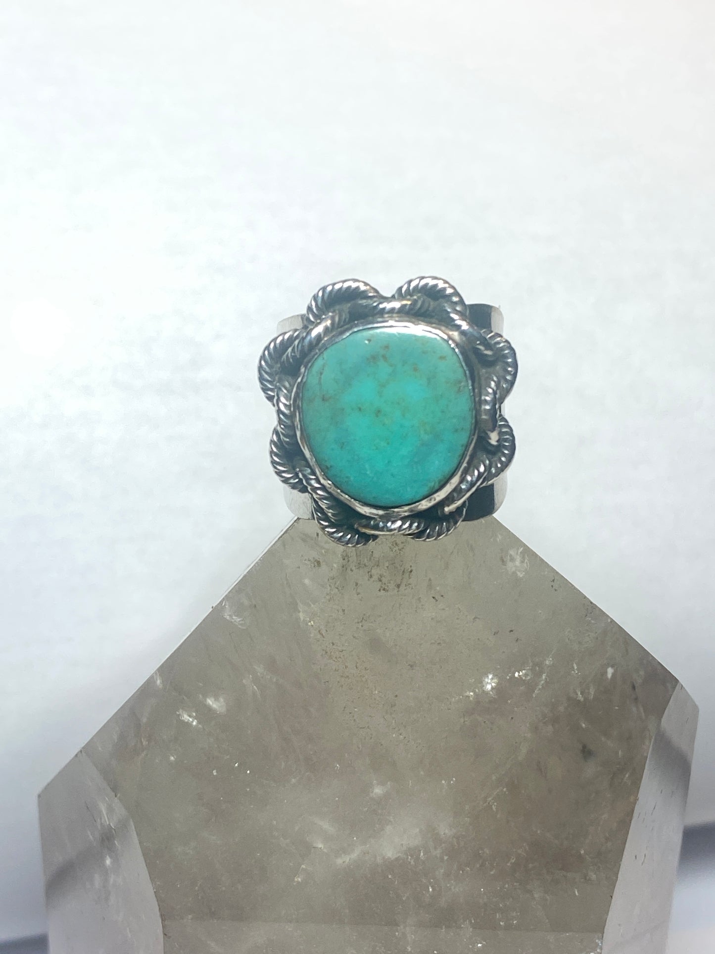 Turquoise ring Navajo chain band sterling silver women men