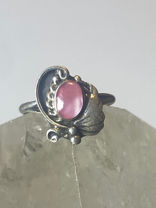 Mother of pearl Ring leaf southwest pinky sterling silver women girl e