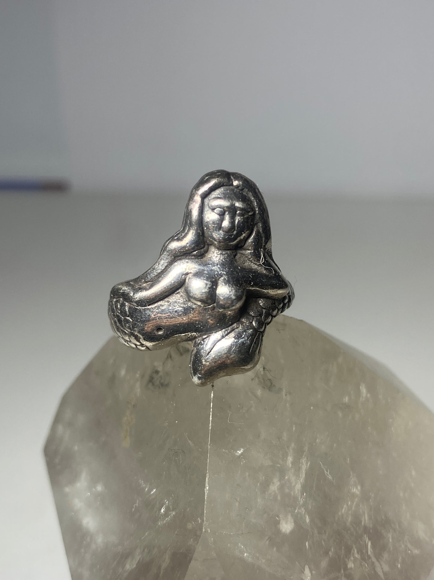 Mermaid ring figurative band sterling silver women