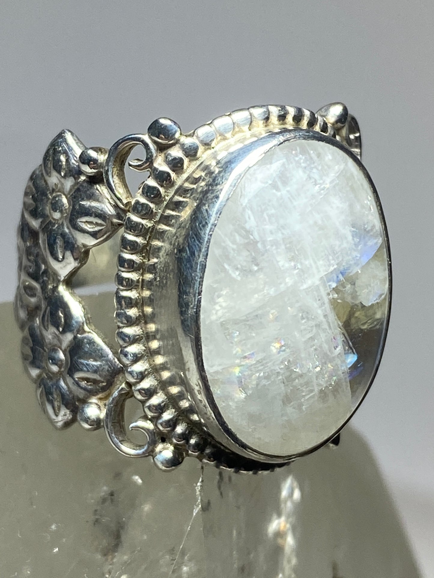 Moonstone ring sterling silver boho women girls
