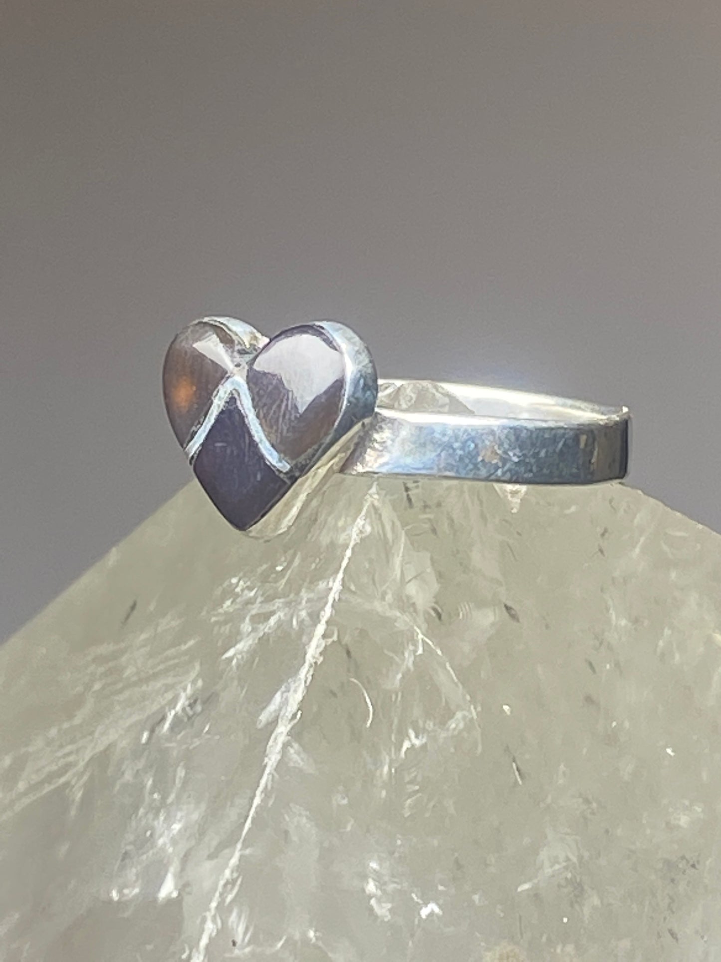 Heart ring onyx southwest sterling silver women girls dk