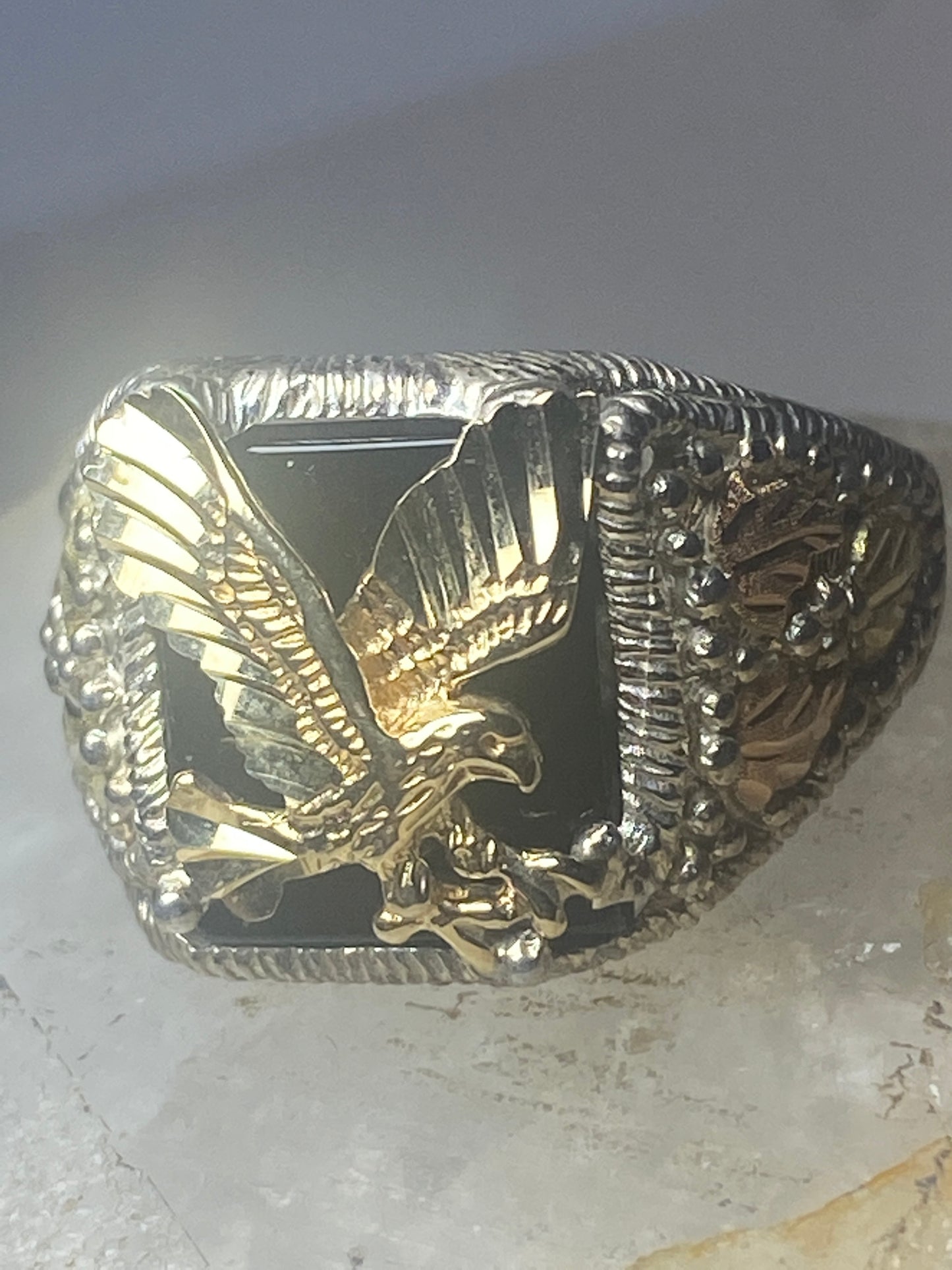 Eagle ring onyx Black Hills Gold  sterling silver women men