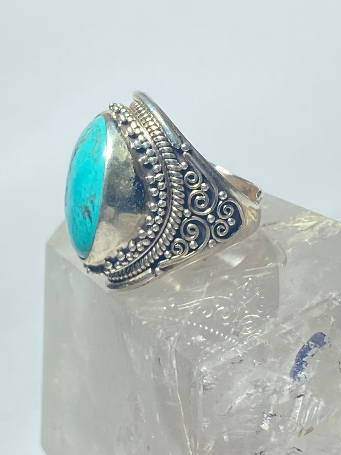 Turquoise ring bulky sterling silver men women