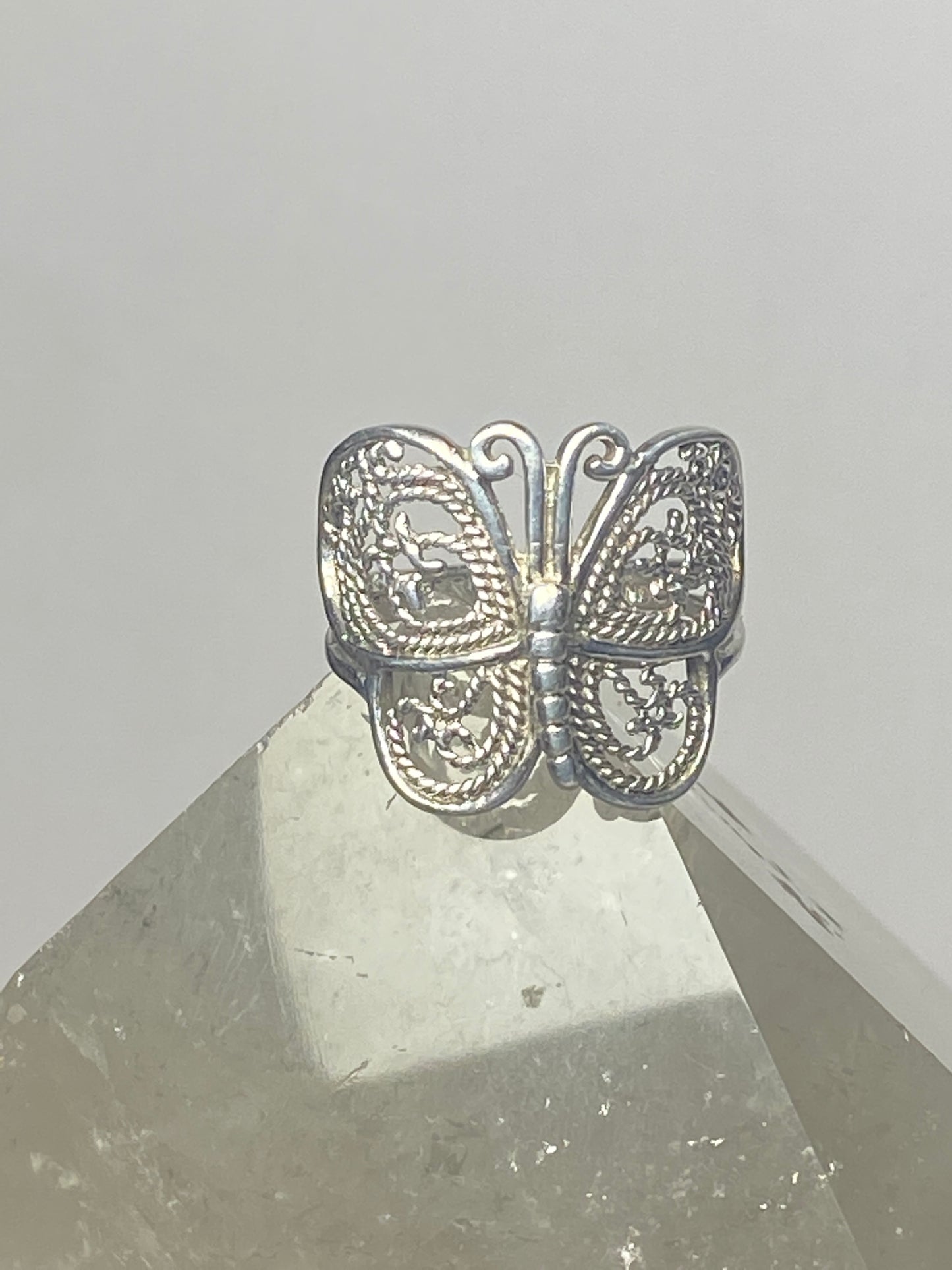 Butterfly ring size 6.75 filigree band sterling silver women girls