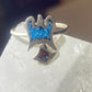 Phoenix ring turquoise coral chips southwest sterling silver women girls e