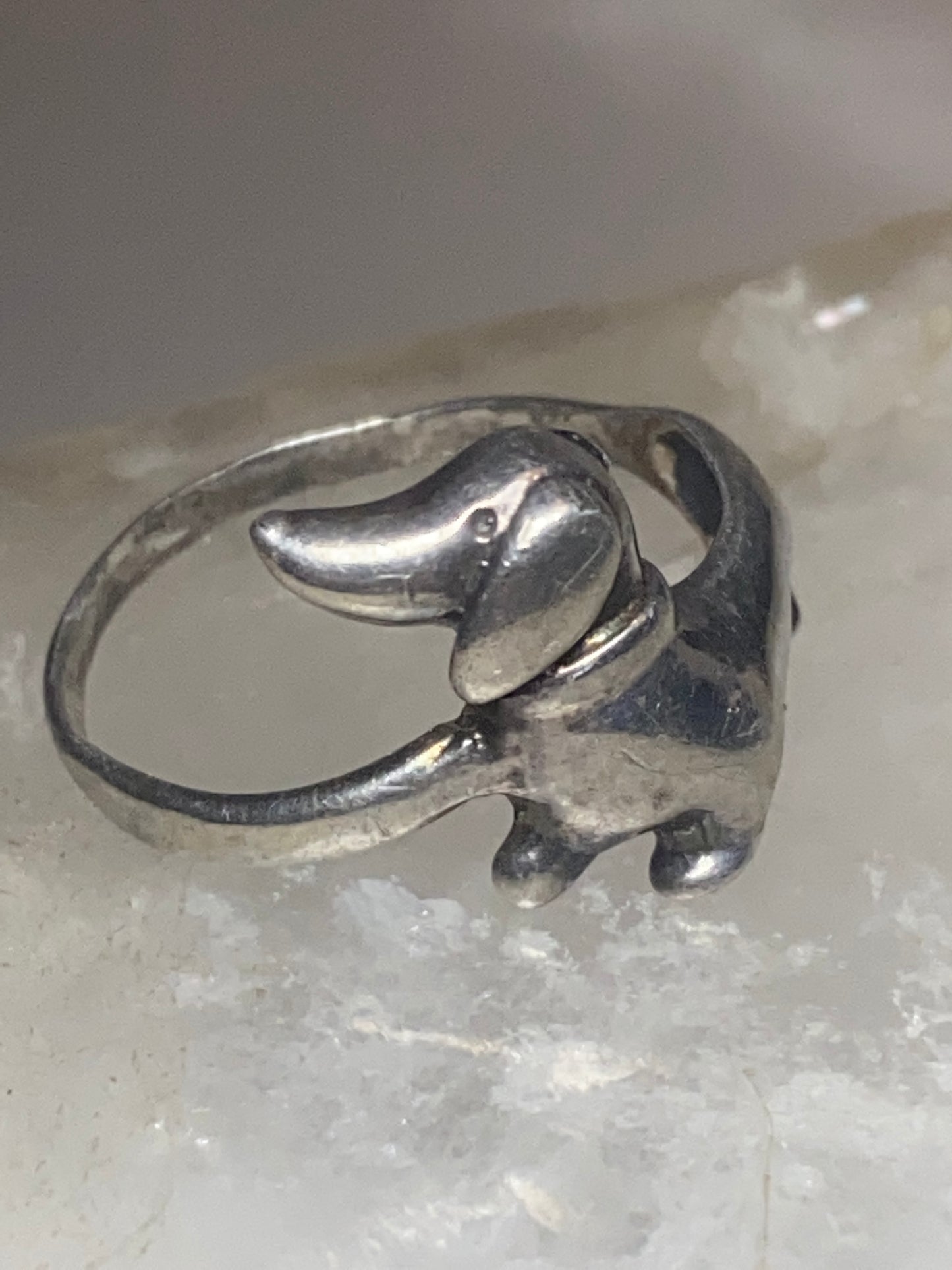 Dachshund ring size 7.50 dog band sterling silver women