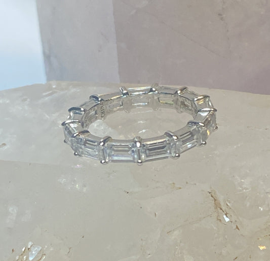 Eternity ring stacker band CZ sterling silver women girls