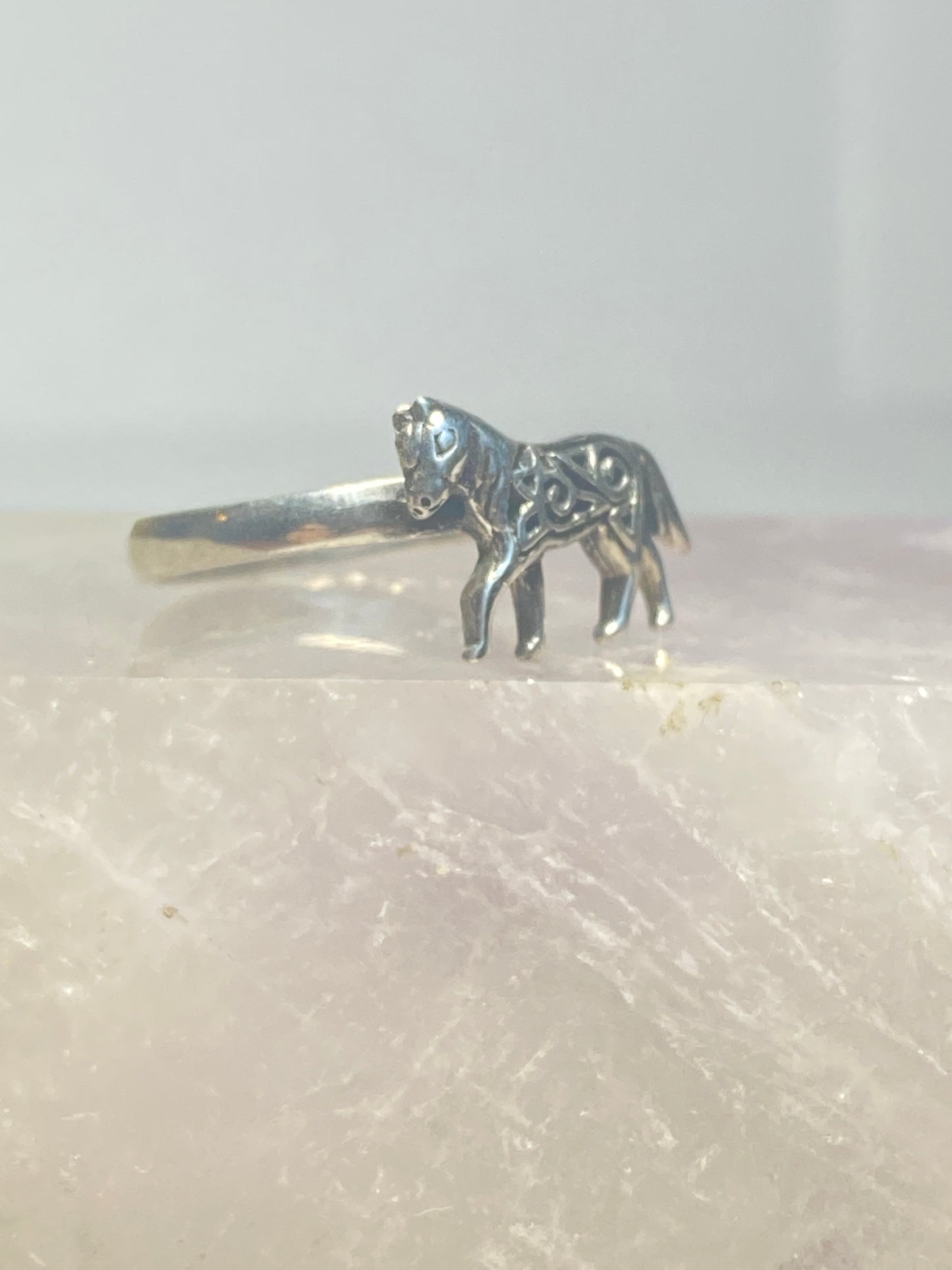 Horse ring sterling silver band women girls
