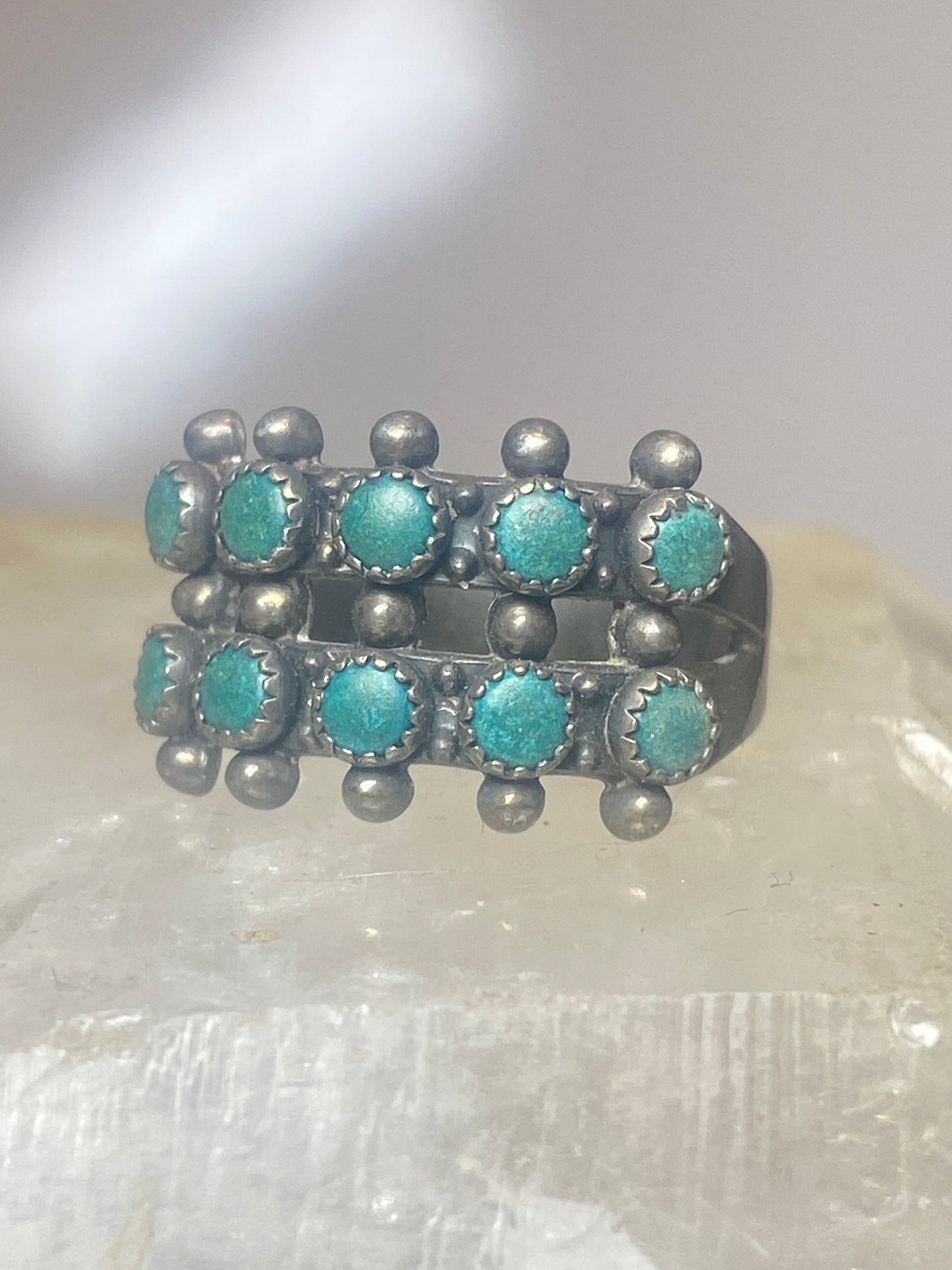 Zuni ring size 7.50 Turquoise band petite point sterling silver pinky